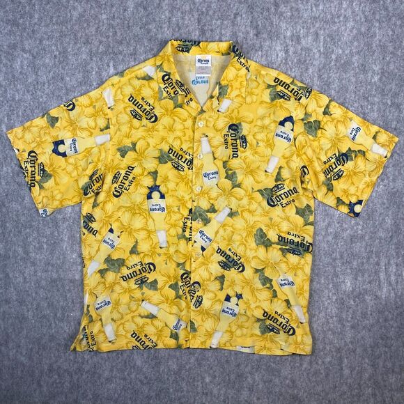 Corona Extra Yellow Hibicus Hawaiian Aloha Shirt Large 2006 Modelo - Picture 1 of 6